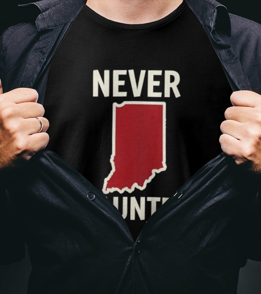 Never Daunted Indiana State Red Map T-Shirt