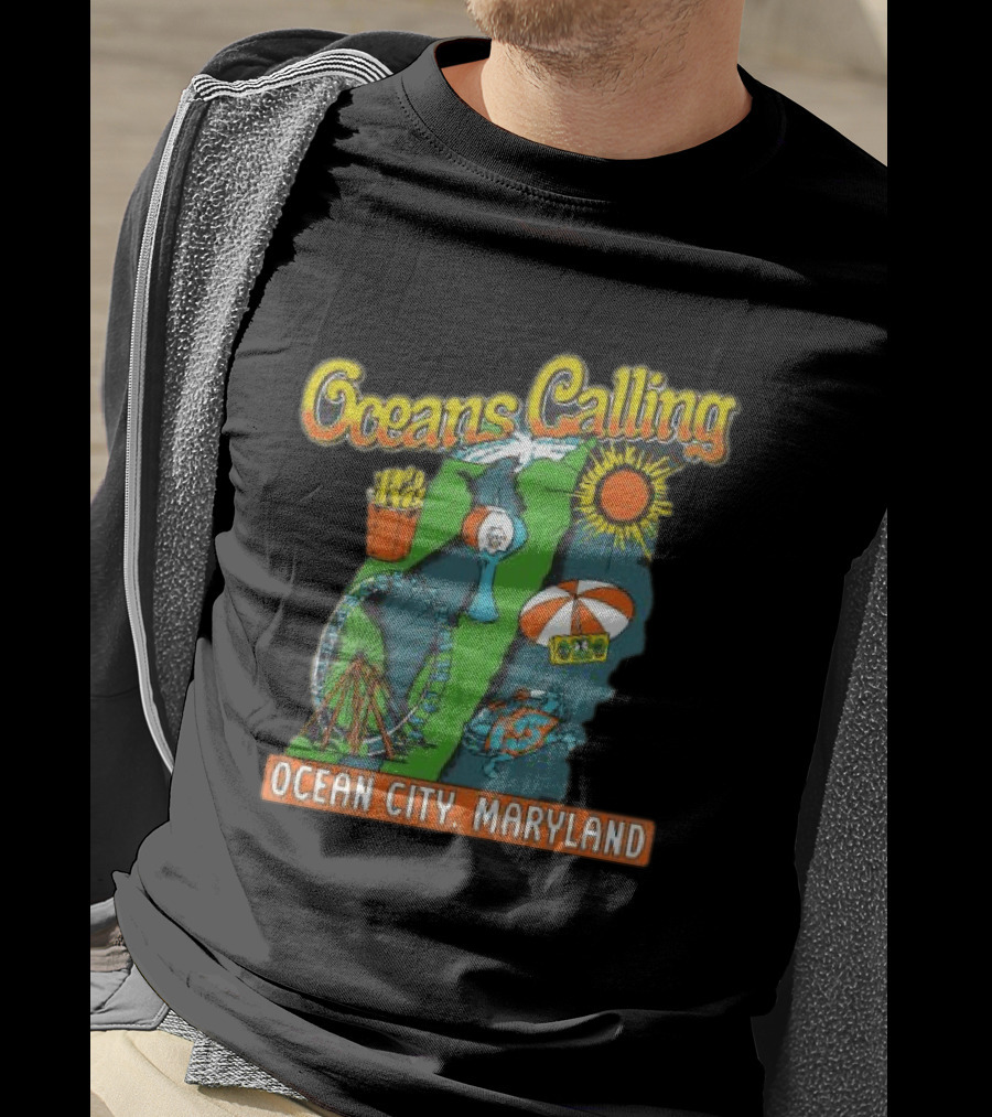 Oceans Calling Ocean City Maryland Festival Map Lineup T-Shirt
