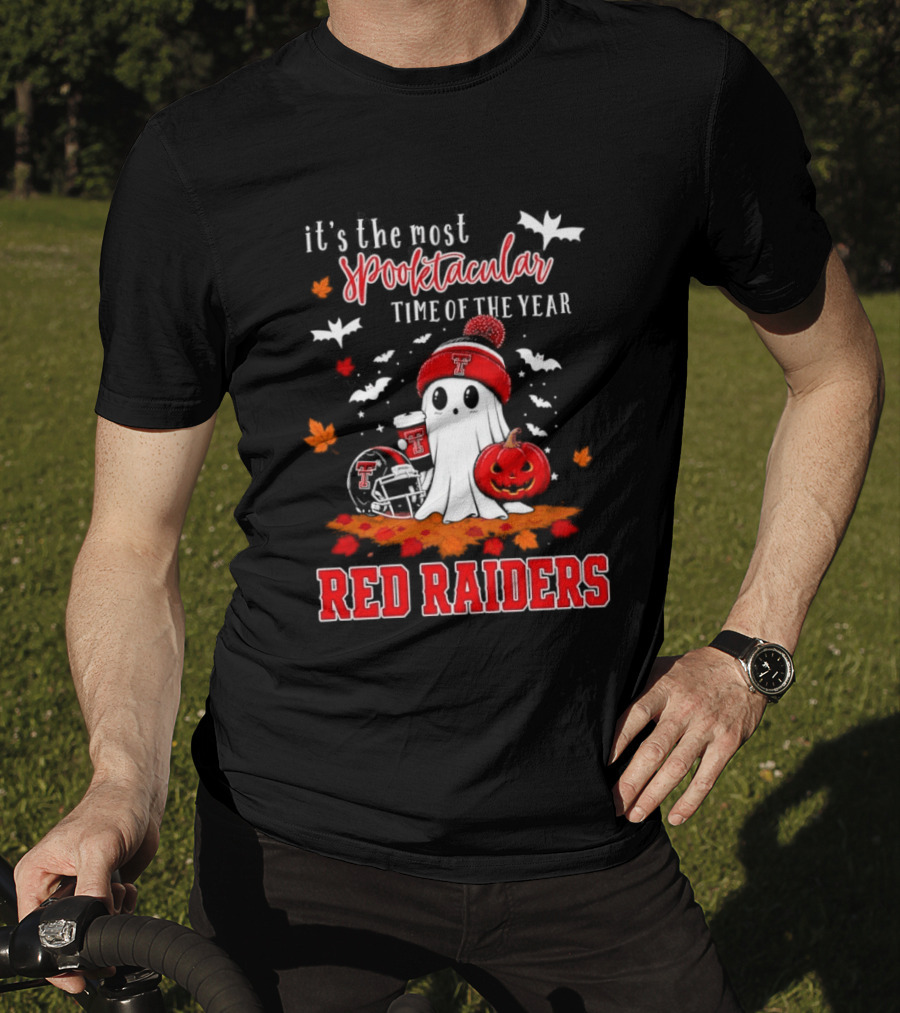 It's The Most Spooktacular Time Of The Year Texas Tech Red Raiders Halloween Pumpkin Ghost T-Shirt