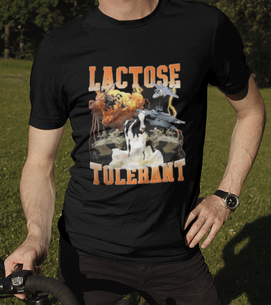 Lactose Tolerant Cow With Military Vehicles And Explosions T-Shirt