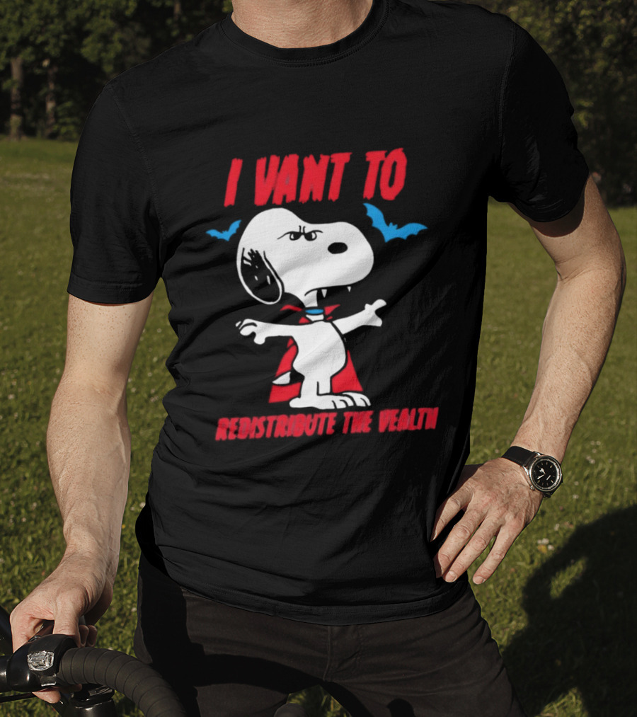 Snoopy I Vant To Redistribute The Wealth Vampire Cape And Bats T-Shirt