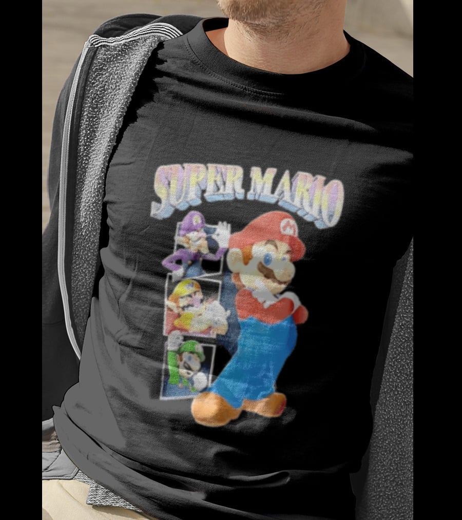 Super Mario With Luigi Wario And Waluigi Characters T-Shirt