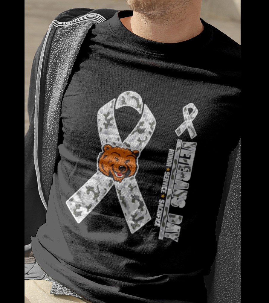 UCLA Bruins Veterans Day 2026 Honor Service Sacrifice Camo Ribbon Bear T-Shirt
