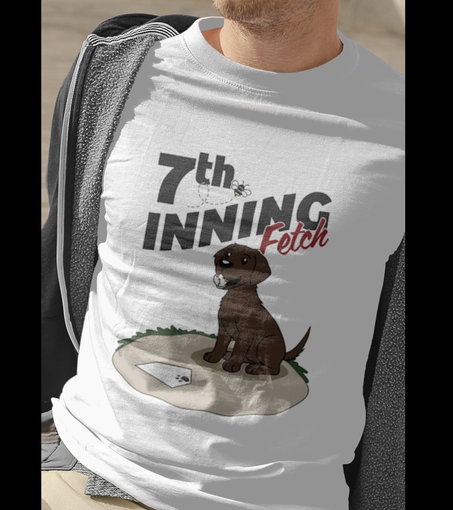 7th Inning Fetch Chocolate Lab Baseball Puppy T-Shirt