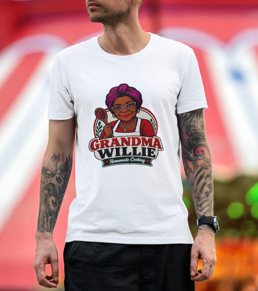Grandma Willie Homemade Cooking Kitchen Apron Vector T-Shirt