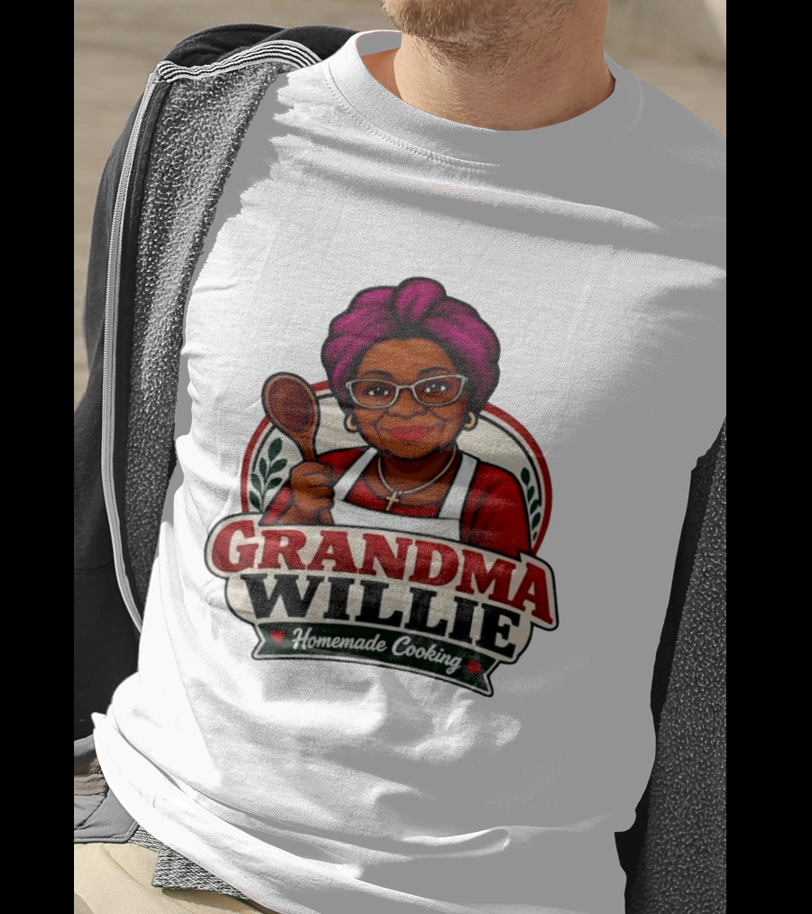 Grandma Willie Homemade Cooking Kitchen Apron Vector T-Shirt