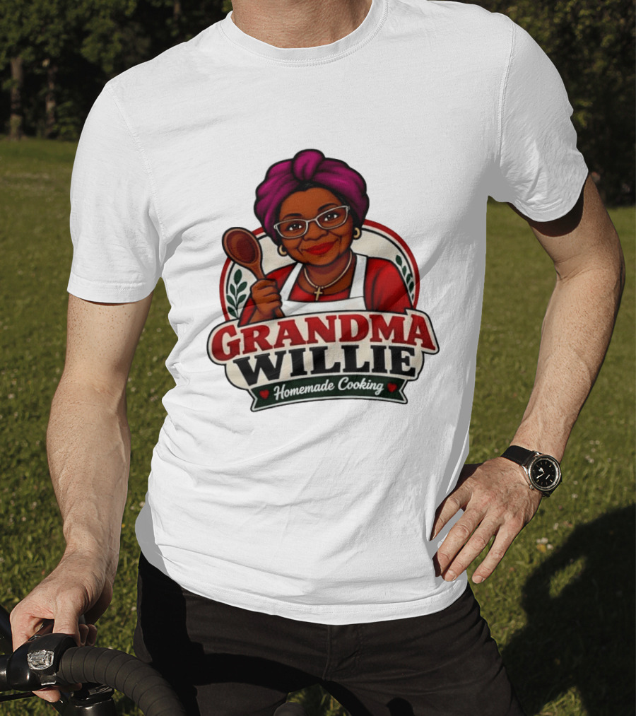 Grandma Willie Homemade Cooking Kitchen Apron Vector T-Shirt