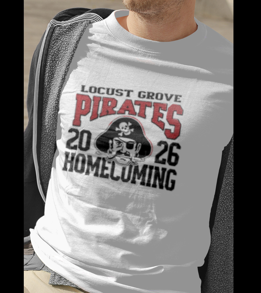 Locust Grove Pirates 2026 Homecoming Pirate Skull Eyepatch Sword T-Shirt