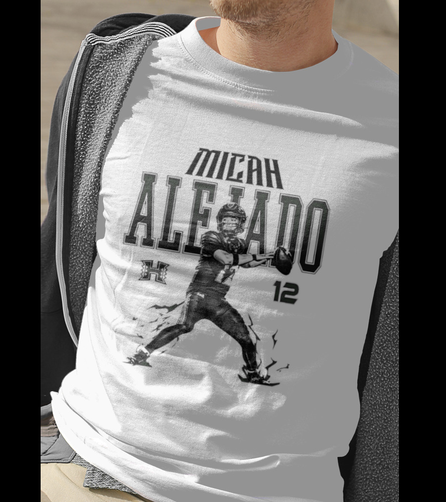 NCAA Football Micah Alejado No 12 Hawaii Rainbow Warriors Collage T-Shirt