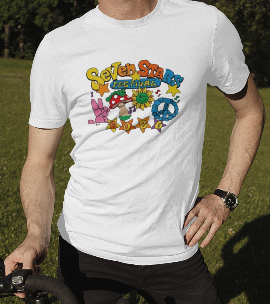 Seven Stars Festival 2026 Peace Mushroom Sun Music T-Shirt