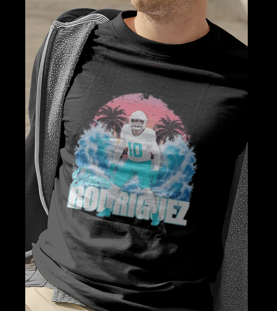 Jacob Rodriguez Miami Dolphins Tidal Wave Football Player Tropical T-Shirt