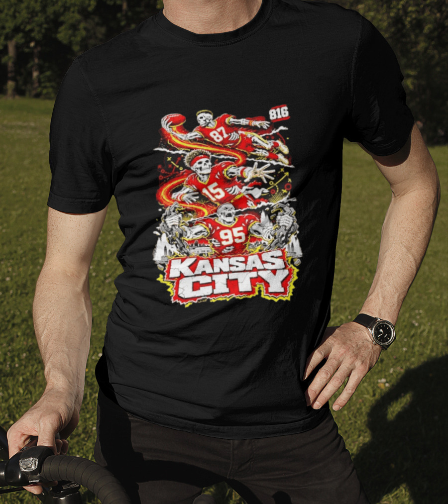 Kansas City Chiefs Skeleton Players Halloween 87 95 15 816 T-Shirt