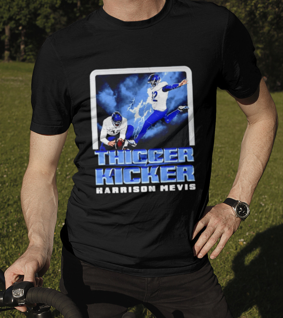 Los Angeles Rams Thiccer Kicker Harrison Mevis Football Action T-Shirt