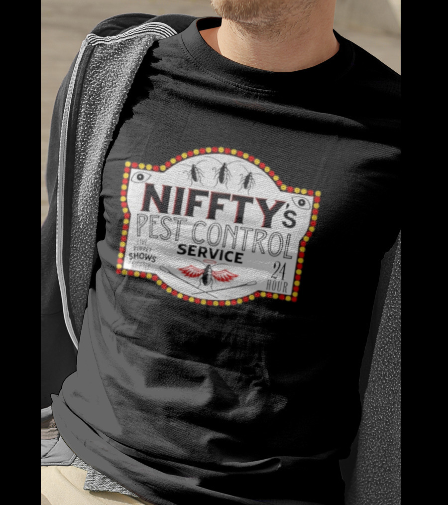 Niffty's Pest Control Service Live Puppet Shows Nightly 24 Hour Hazbin Hotel T-Shirt
