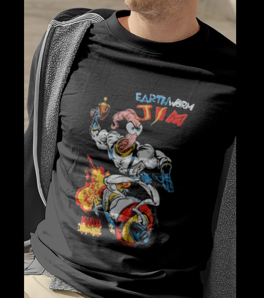 Earthworm Jim Marvel Absurd Dynamic Action Scene T-Shirt