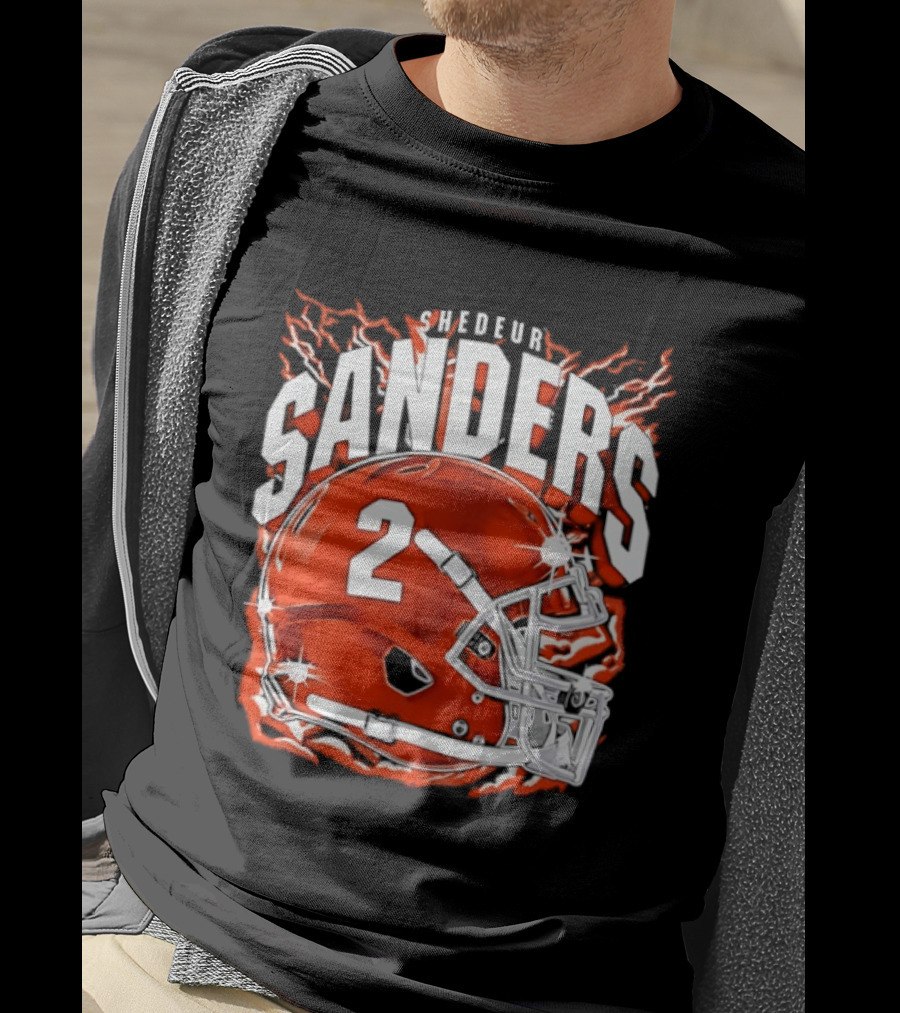Shedeur Sanders Number 2 Cleveland Browns Helmet T-Shirt