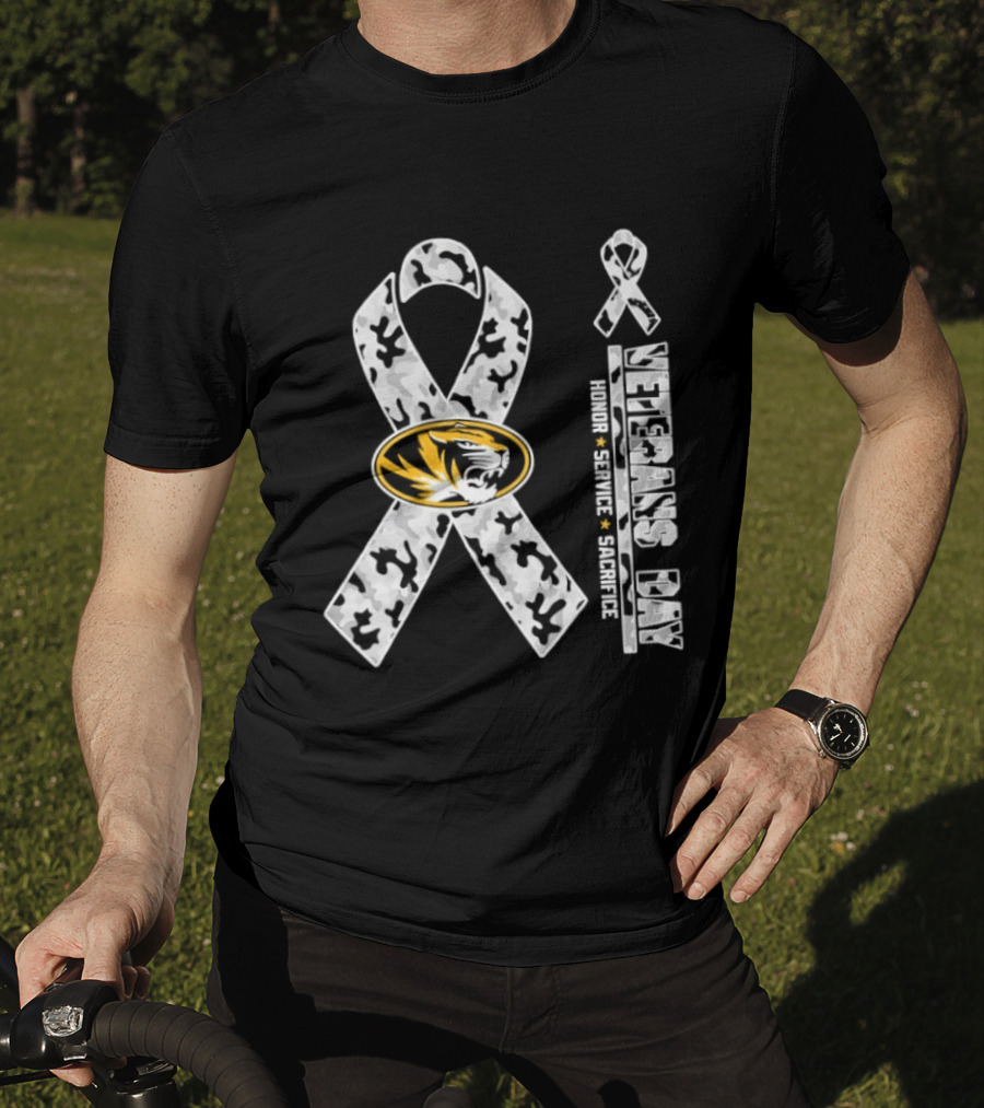 Missouri Tigers Veterans Day 2026 Honor Service Sacrifice Ribbon Camo T-Shirt