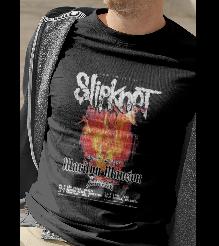 Slipknot South America The Sic Est Stadium Tour 2027 Marilyn Manson Hatebreed September 4 To 16 Dates And Locations T-Shirt