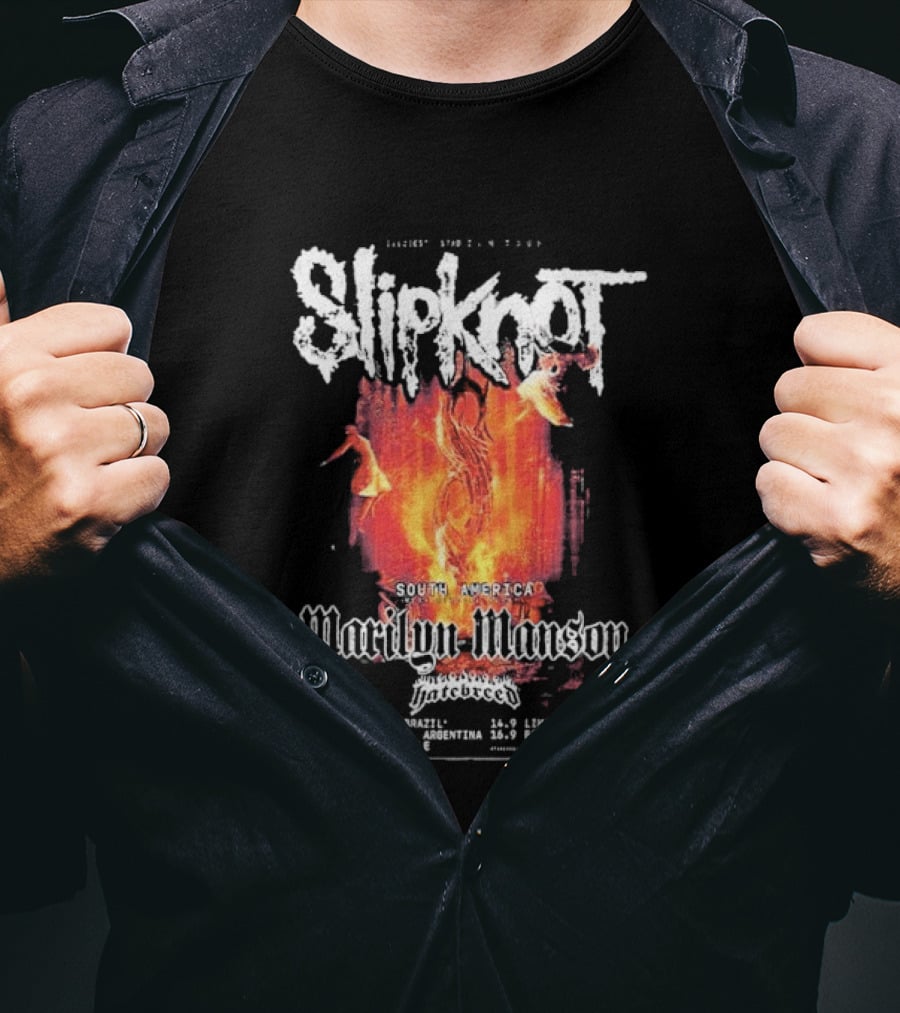 Slipknot South America The Sic Est Stadium Tour 2027 Marilyn Manson Hatebreed September 4 To 16 Dates And Locations T-Shirt