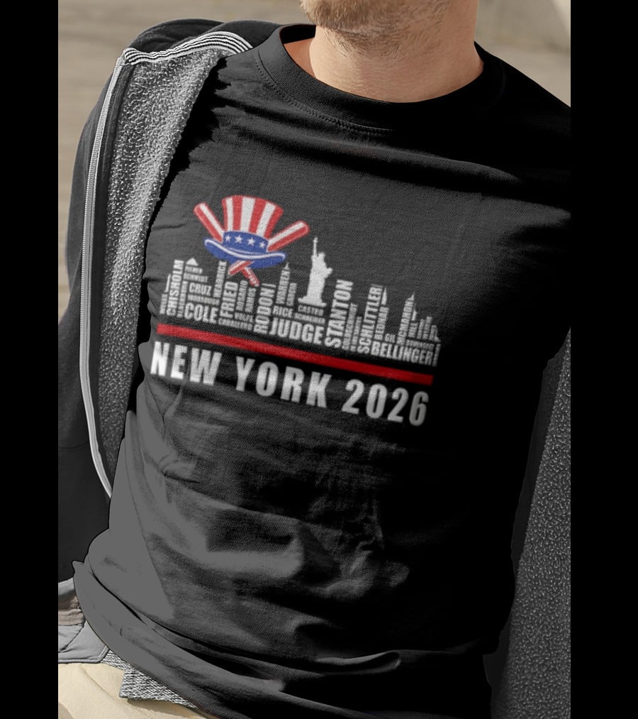 New York 2026 Yankees Baseball Skyline Statue Liberty Judge Rizzo Cabrera Torres T-Shirt