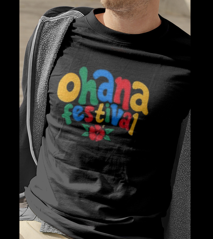 Ohana Festival Colorful Text With Flower T-Shirt