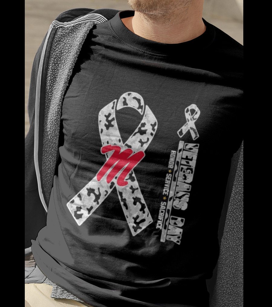 Ole Miss Rebels Veterans Day 2026 Camo Ribbon Honor Service Sacrifice T-Shirt