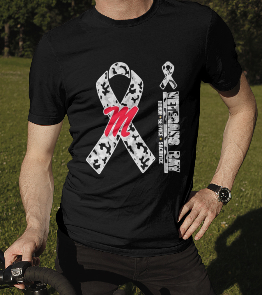 Ole Miss Rebels Veterans Day 2026 Camo Ribbon Honor Service Sacrifice T-Shirt