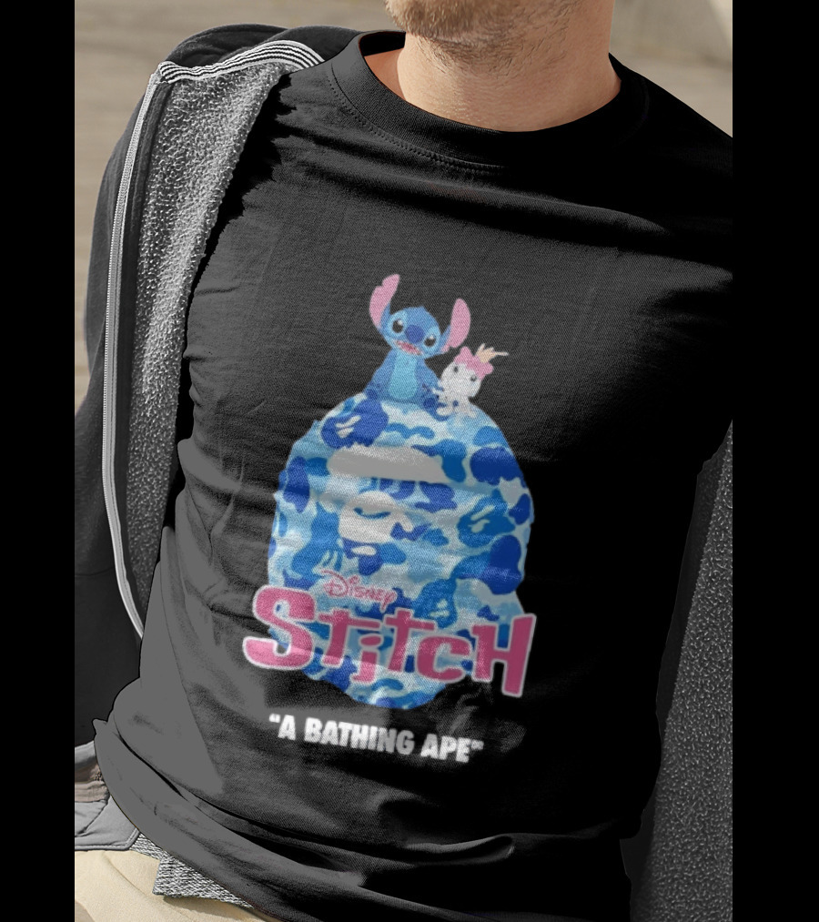 Disney Stitch A Bathing Ape Bape Camo Collaboration 2026 T-Shirt