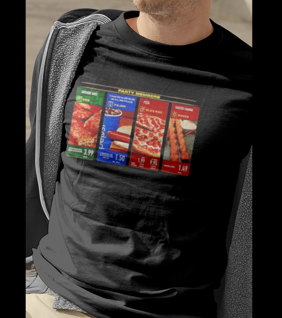 Party Members Menu Chicken Bake Sage Paladin Beverage Hot Dog Black Mage Pepperoni Pizza Dancer Twisted Churro T-Shirt