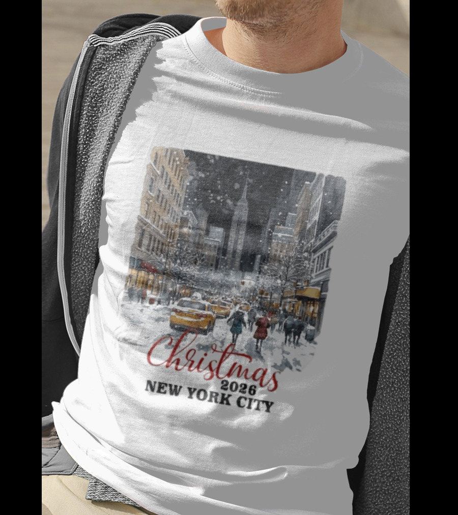 Christmas 2026 New York City Empire State Building Snow Scene T-Shirt