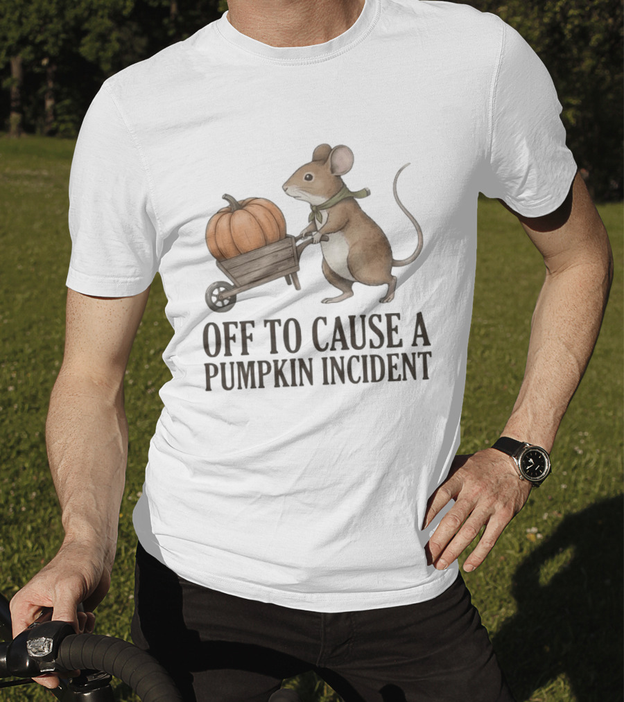 Off To Cause A Pumpkin Incident Mouse Autumn T-Shirt