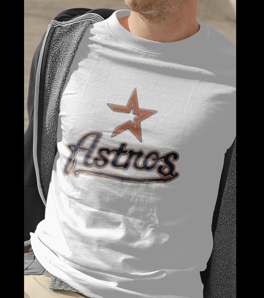 Houston Astros Orange Star Navy Script T-Shirt
