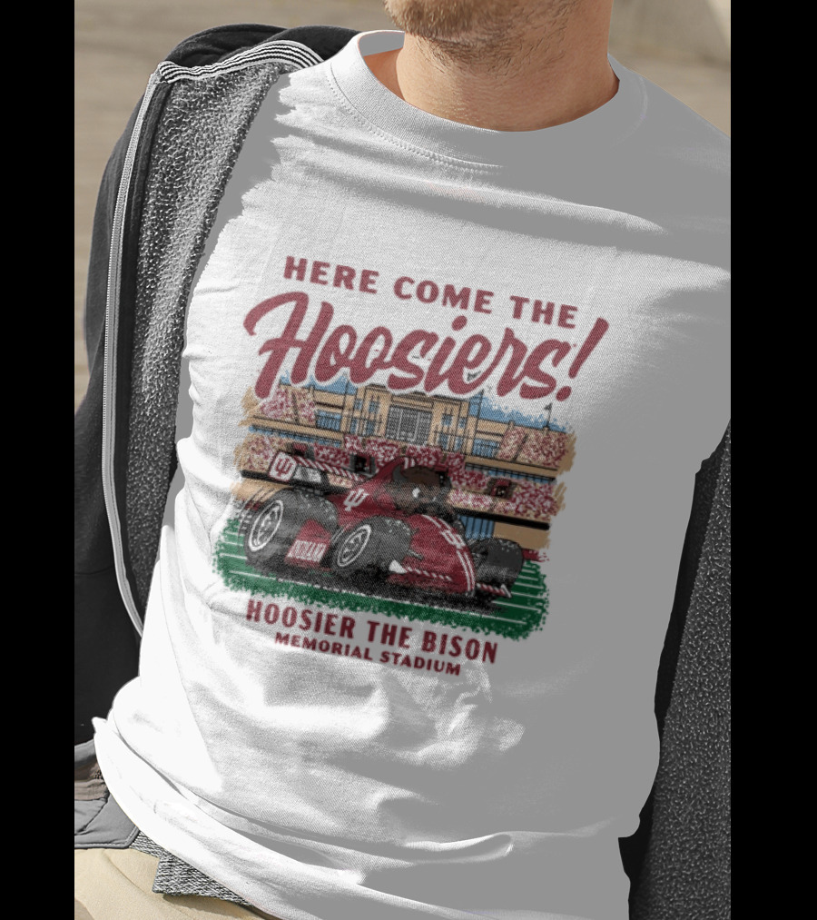 Here Come The Hoosiers Hoosier The Bison Memorial Stadium IndyCar Racing T-Shirt