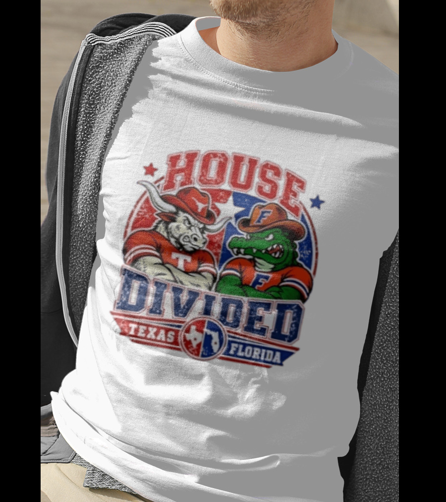 House Divided Texas Florida Longhorns Gators Rivalry Football T-Shirt