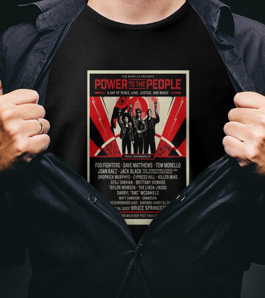 Tom Morello Presents Power To The People Festival Merriweather Post Pavilion Columbia MD October 3 2026 Featuring Foo Fighters Bruce Springsteen T-Shirt