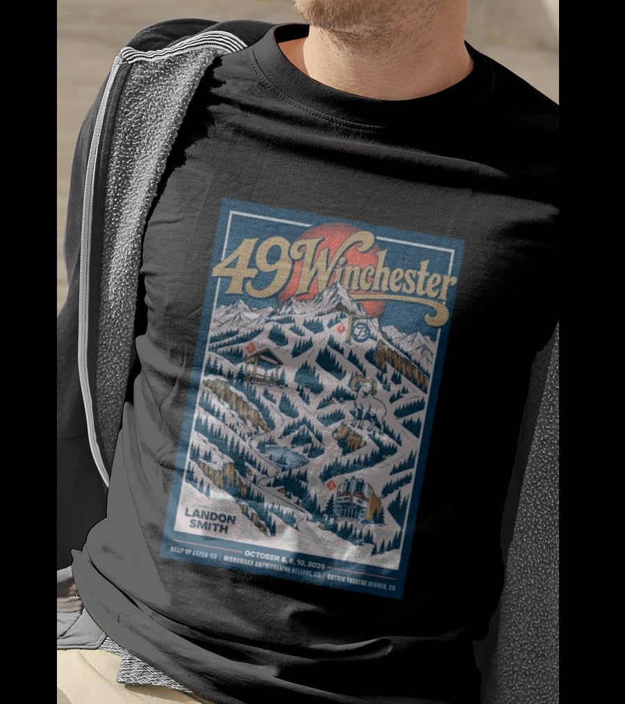 49 Winchester Aspen CO Landon Smith October 8 10 2026 Mishawaka Amphitheatre Belly Up Gothic Theatre Denver T-Shirt