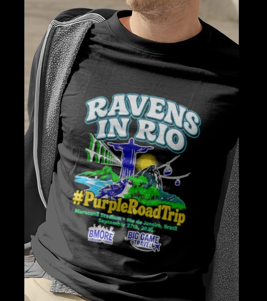 Ravens In Rio #PurpleRoadTrip Maracana Stadium September 27th 2026 T-Shirt