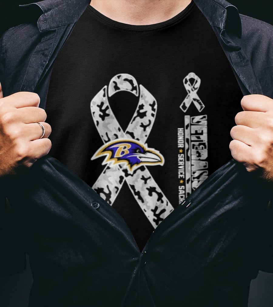Baltimore Ravens Veterans Day 2026 Honor Service Sacrifice Camouflage Ribbon T-Shirt