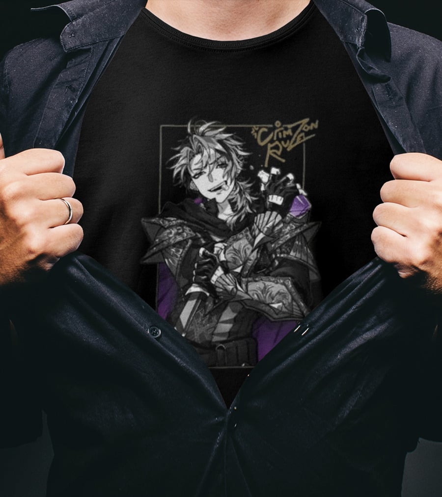 Gamer Supps Store Crimzon Ruze Medieval Warrior Character With Sword And Intricate Armor T-Shirt