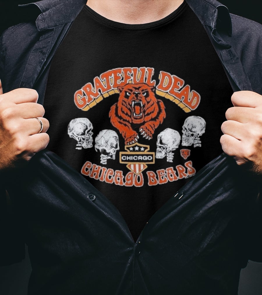 Grateful Dead Chicago Bears Skulls Collaboration T-Shirt