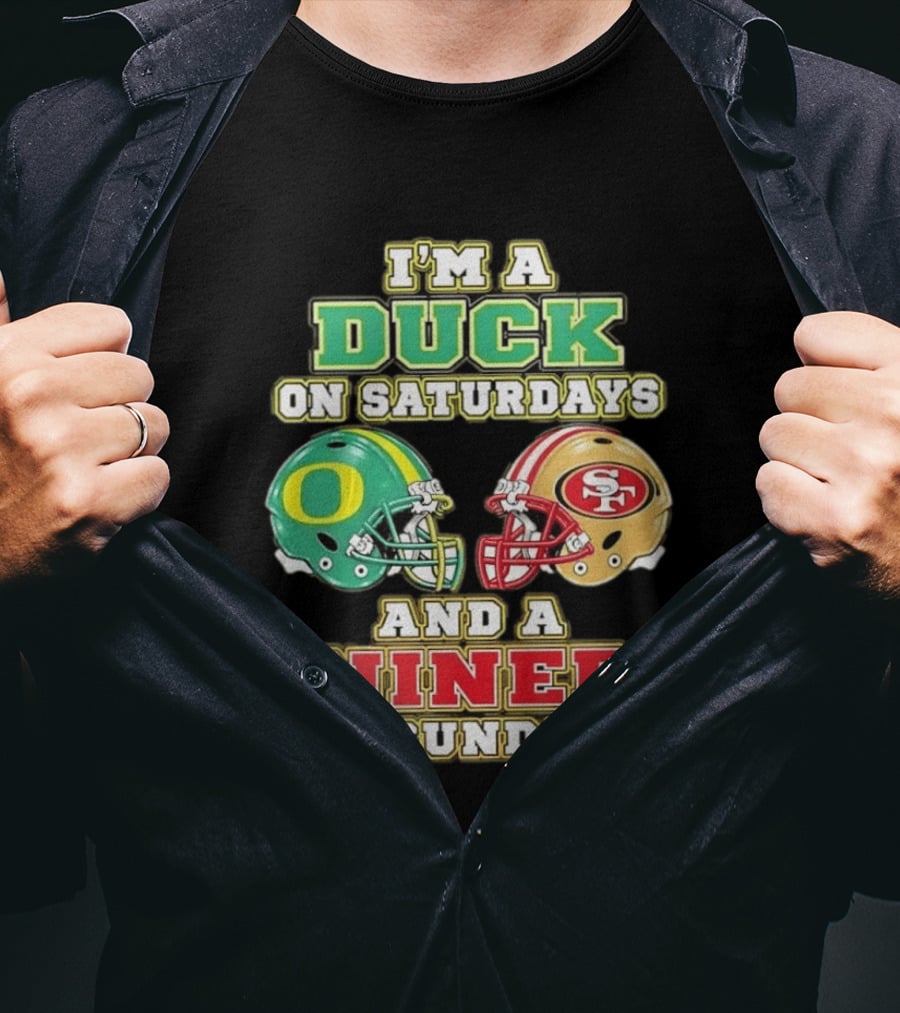 I'm A Duck On Saturdays And A Niner On Sundays Helmet T-Shirt