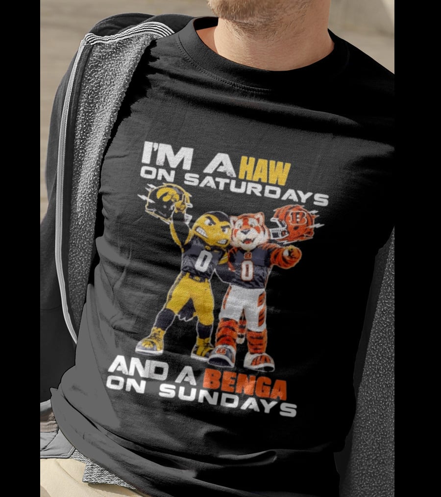 I'm A Hawkeye On Saturdays And A Bengal On Sundays Football Mascots Helmets T-Shirt