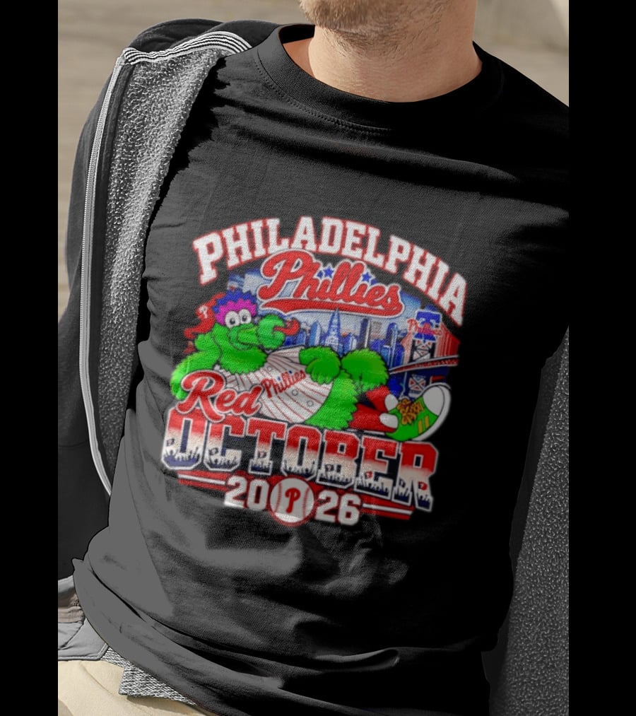 Philadelphia Phillies Red October 2026 MLB Postseason Phillies Phanatic Skyline T-Shirt