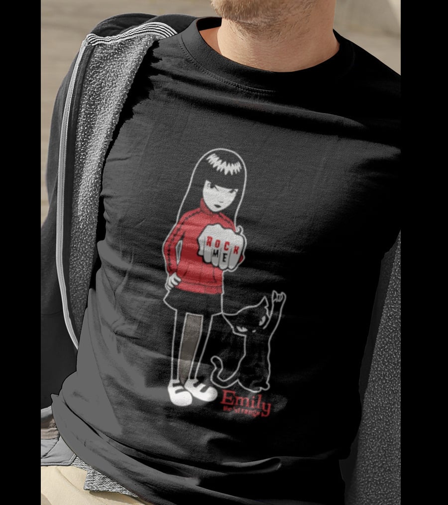 Rock Me Emily The Strange Iconic Character With Red And Cat T-Shirt