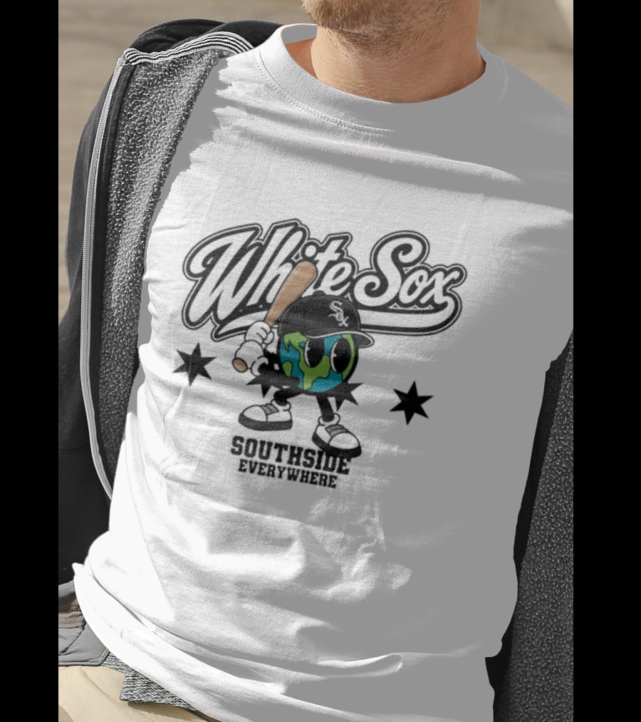 White Sox Southside Everywhere 2026 Baseball Player Earth T-Shirt