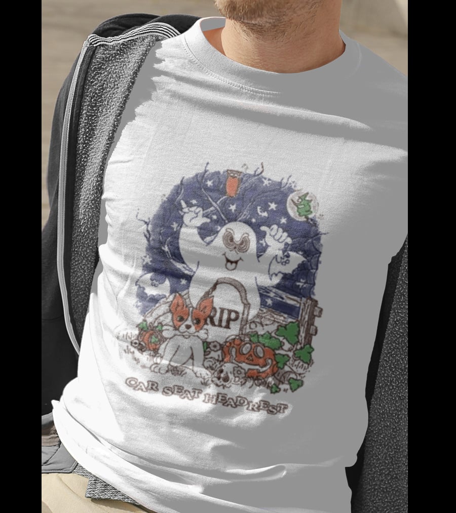 Car Seat Headrest Halloween Ghost Cat Pumpkin 2026 T-Shirt