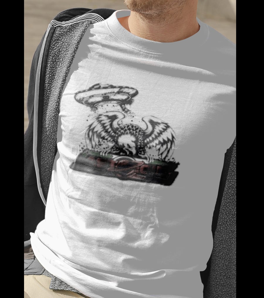 Eagle Spreading Wings With UFO Above T-Shirt