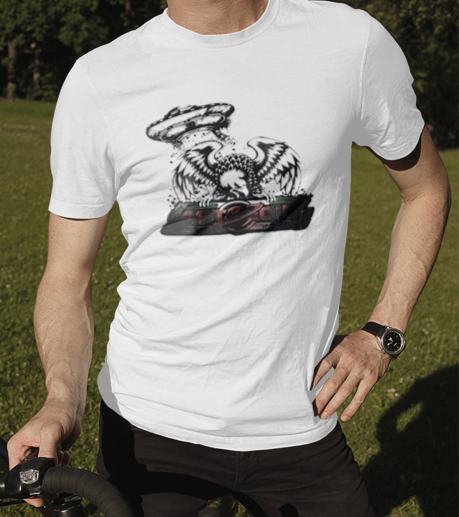 Eagle Spreading Wings With UFO Above T-Shirt