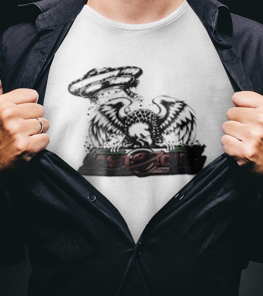 Eagle Spreading Wings With UFO Above T-Shirt