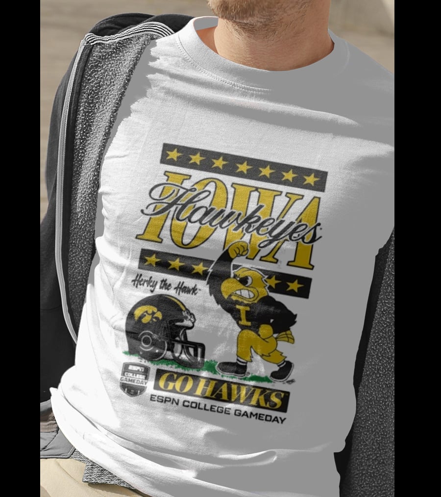 Iowa Hawkeyes Herky The Hawk Go Hawks ESPN College Gameday T-Shirt